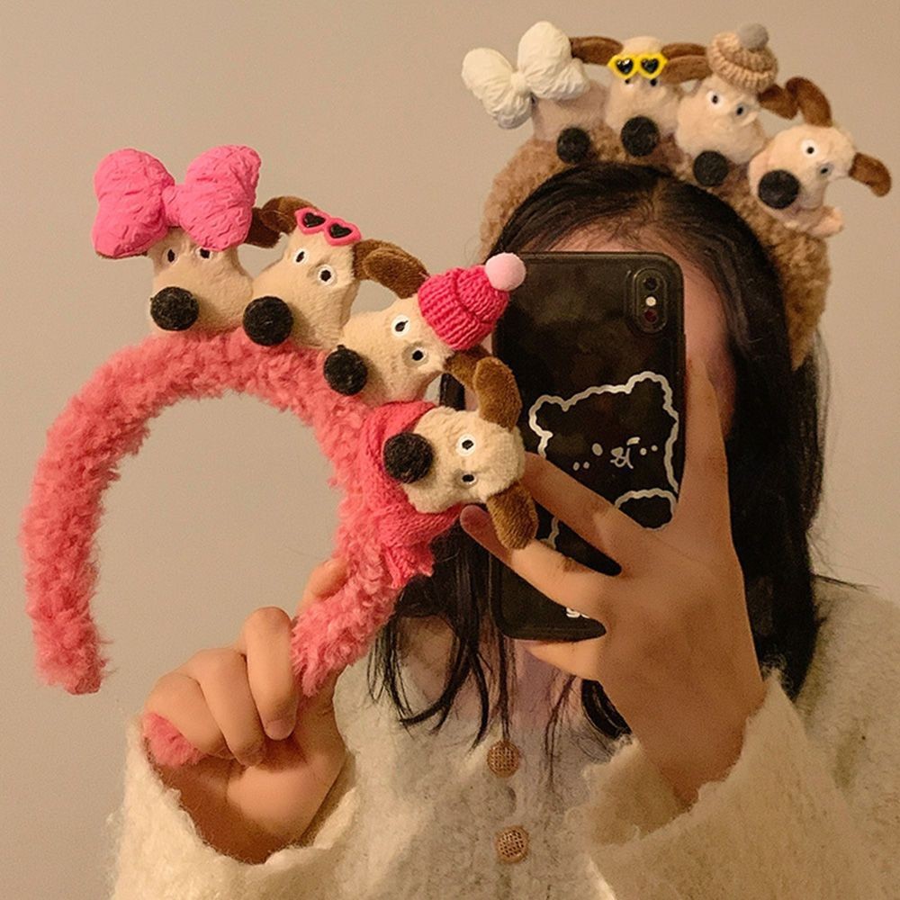 ตุ๊กตาน่ารักโบว์สุนัขผม Hoop หญิง Hairy การ์ตูน Face Wash ที่คาดผมอุปกรณ์เสริมผมฤดูใบไม้ร่วง/ฤดูหนาว 2024 ใหม่ Edition