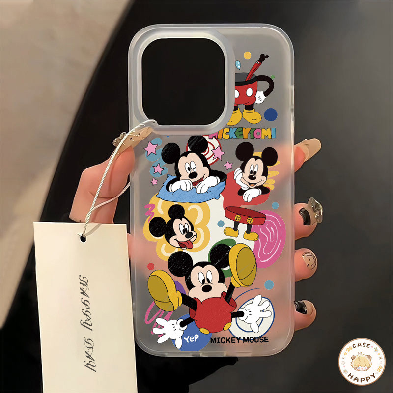 คู่รักกาแฟการ์ตูนน่ารักมิกกี้มินนี่เมาส์ ทกซิลิโคนเคสแข เคสIPhone 11 13 12 15 14 Pro Max 7 8 15 Plus X XR XS MAX SE 2020