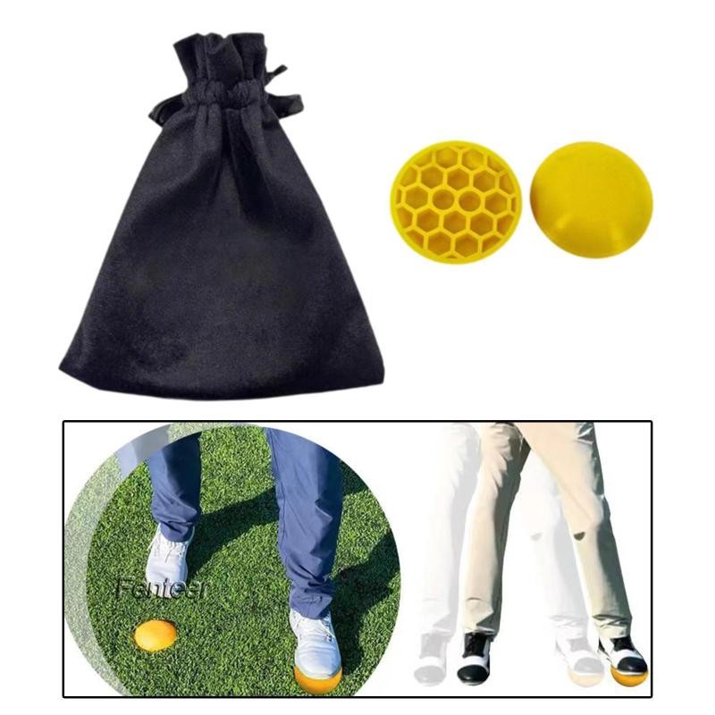 [ 2x ยางบังคับเหยียบแผ่นบังคับกอล์ฟพร้อมถุงเก็บการเรียนการสอนใส่การฝึกอบรมแผ่นบังคับกอล์ฟพื้นดินแผ่นบังคับ