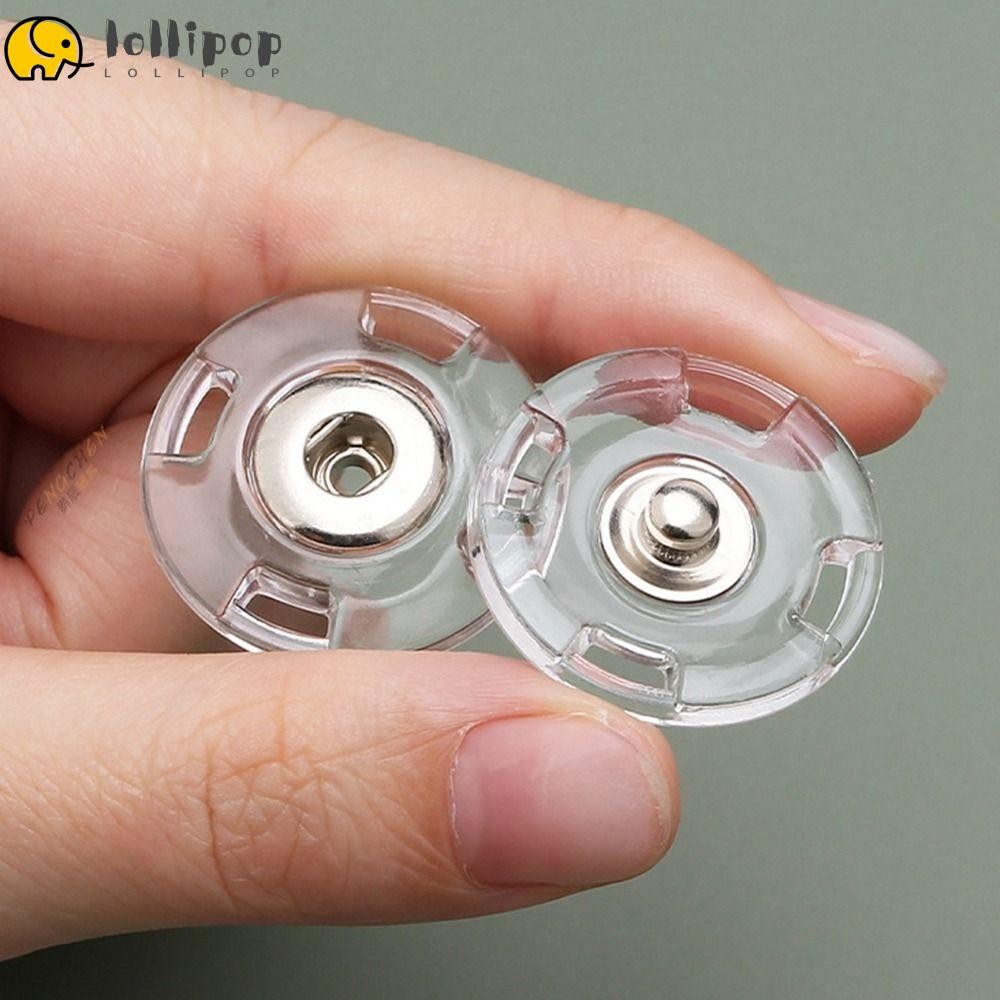 Lollipo1 10 ชิ้น Fastener, ปุ่มสแน็ปอะคริลิคที่มองไม่เห็น, โปร่งใสรอบ DIY Snap Fastener