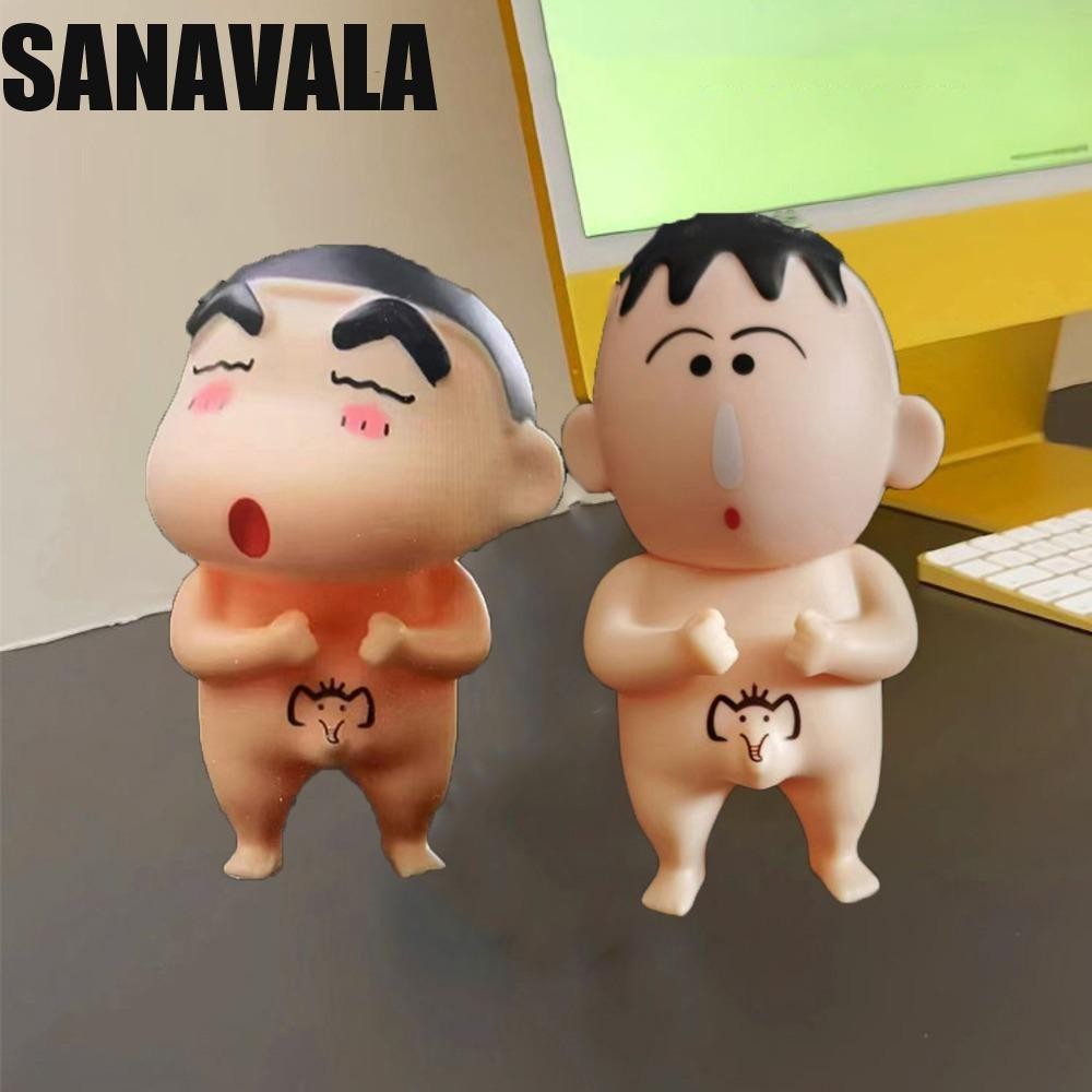 Sanavala Crayon Shin-Chan ที่วางโทรศัพท์, Shinnosuke Nohara พร้อม Light Crayon Shin-Chan รูป, ตุ๊กตา PVC สนับสนุนตกแต่งโต๊ะ Crayon Shin-Chan ของเล่นของขวัญวันเกิด