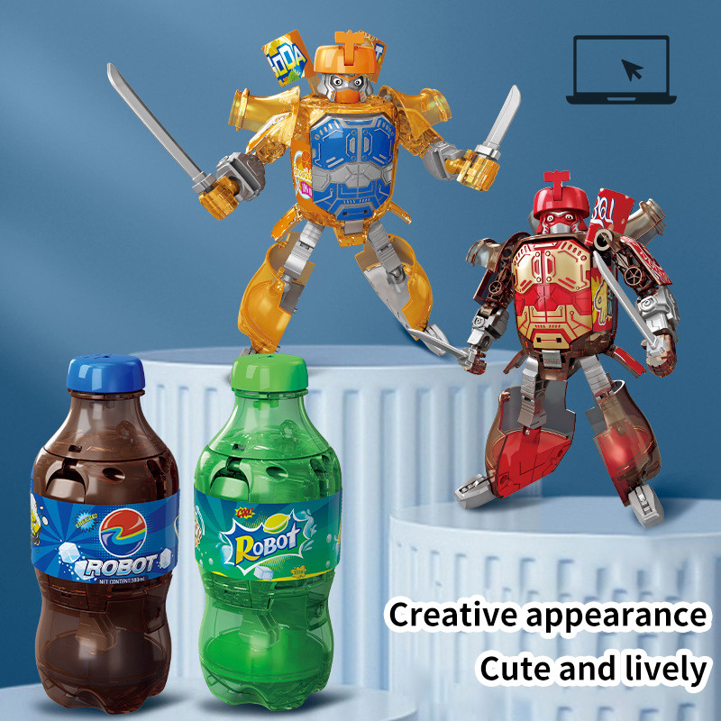 [TH] Soda Warrior Transforming Robot Action Figures ขวดเปลี่ยนรูป Mecha Creation Warrior รุ่นของเล่นเพื่อการศึกษาสําหรับของขวัญเด็ก TH