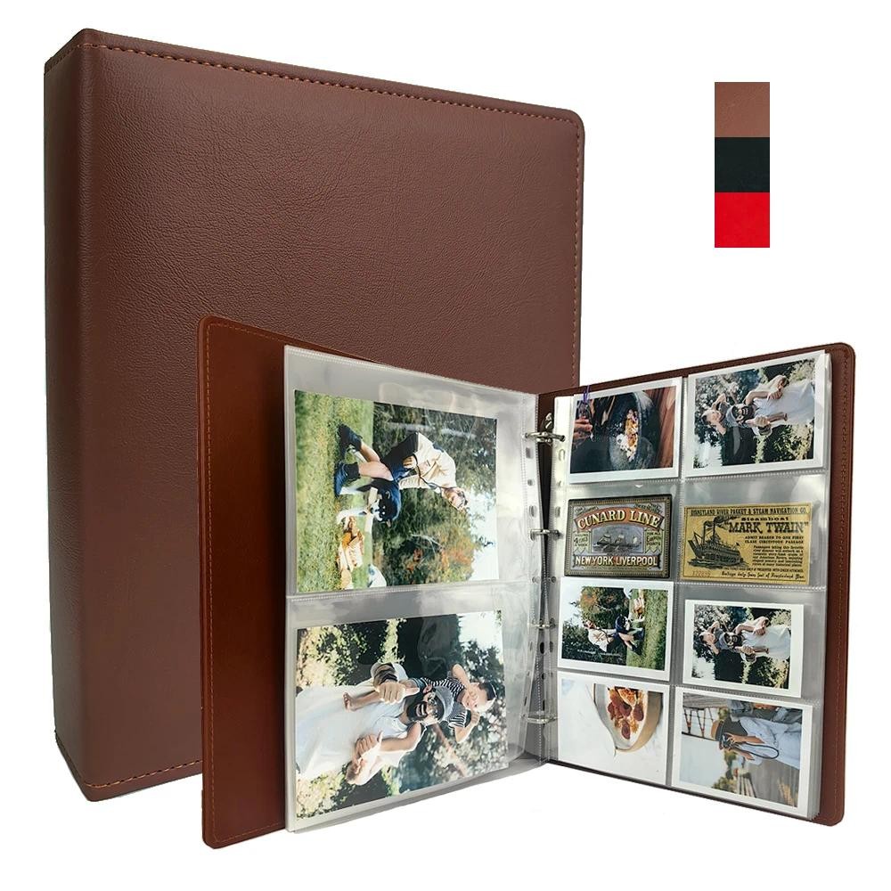 Plrbok A4 4-ring High-end PU Leather Binder เปลี่ยนอัลบั้มรูป Star Card Storage 1015 แฟ้มการ์ดธุรกิจโน้ตบุ๊ค