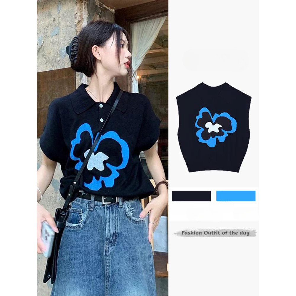 ส่งไวจากไทย TAYCEN M-XL ฝ้าย แขนสั้น เสื้อยืด ผู้หญิง คอวี เสื้อ เกาหลี เสื้อโปโล