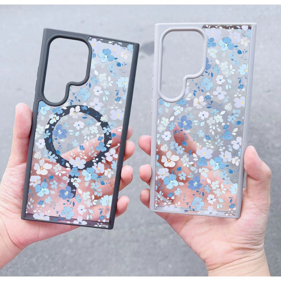 Retro ดอกไม้รูปแบบสําหรับ Samsung s22 s22plus ultra กรณี Girly S23 S23Plus s23fe s24 s24plus s24ultra กระเป๋าสตางค์ปกหลัง