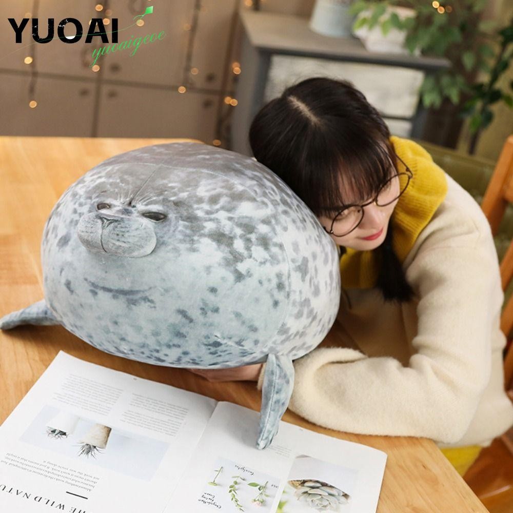 Yuoai Blob Seal Pillow, Cute Chubby Seal Plush Toys, อินเทรนด์ PP Cotton ของขวัญนุ่มขนาดใหญ่สําหรับชายหญิงเด็ก