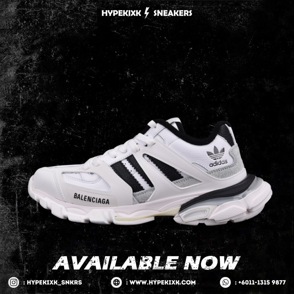 ⚡HYPEKIXK UA⚡  Adidas x Balenciaga Track Sneaker 'White Black 741107 W3CZ1 9010 Sneakers Shoes