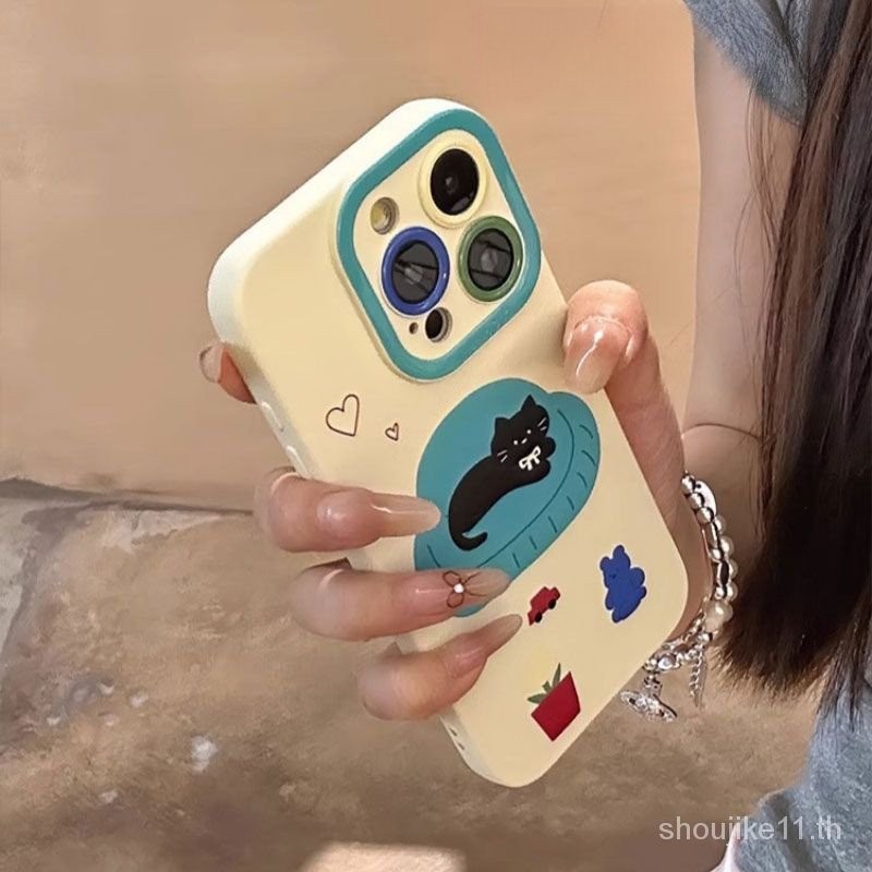 INS โซฟาเรียบง่ายระดับพรีเมี่ยมแมวดำ Huawei pura70เคสนิ่ม mate60pro 50/40การ์ตูน p60promax/xsmax tixj