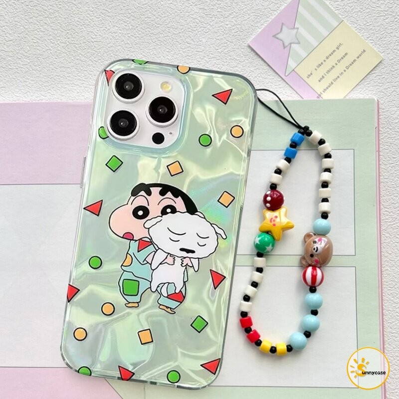 เคสลายคลื่นน่ารัก Crayon Shin-chan เข้ากันได้กับ IPhone XR 7 8 Plus 13 15 14 11 12 Pro Max 15 14 12 13 Pro XS Max X SE