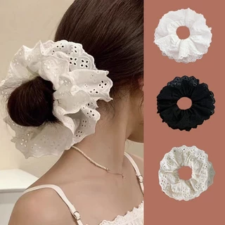 Lace Cutout High Stretch Scrunchie ผู้หญิงลูกไม้ยางรัดผมเครื่องประดับผม