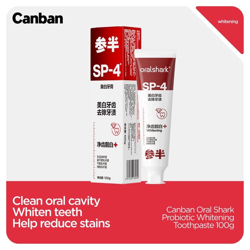 Campan Oral Shark ยาสีฟันไวท์เทนนิ่ง ขจัดกลิ่นปาก ยาสีฟันโปรไบโอติก ฟันขาวเพื่อสุขภาพ สําหรับกาแฟ บุหรี่ และคราบชา ฯลฯ 120g