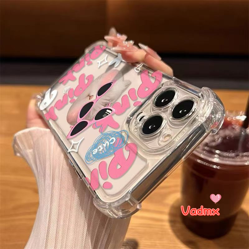 Cool สีชมพูแว่นตากันแดด Cat Clear สําหรับ Huawei Honor Magic 6 Lite 5 Lite 4 Lite Y7A Y9A Y8P Y7P Y6P Y9 Prime Y9 Y7 Y6 Pro 2019 น่ารักเคสโทรศัพท์ Anti-fall โปร่งใสปกอ่อน