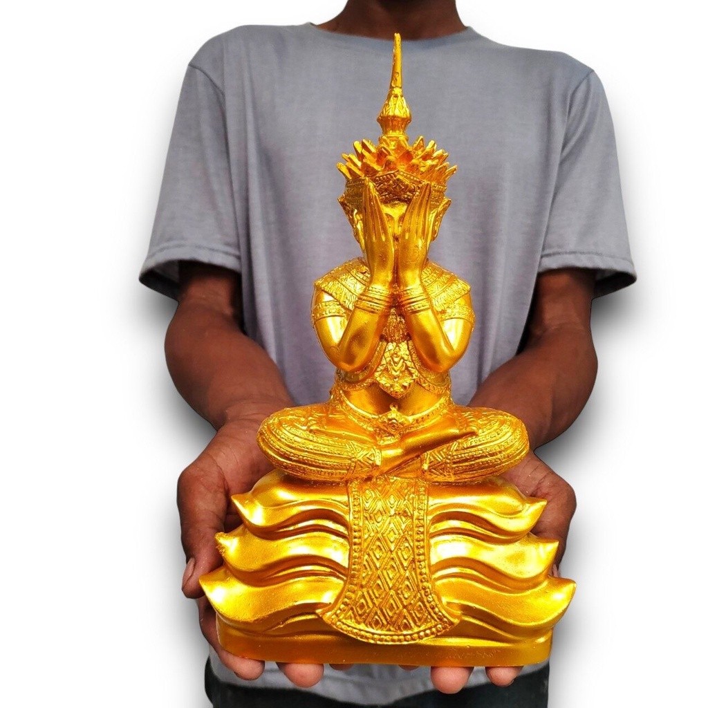 ผ้าปิดตามโนราห์ งานพุทธศิลป์ สีน้ำทองงานขนาดประมาณ 5 นิ้ว เนื้อเรซิ่น เเข็งเเรง sumpatichami_ppk