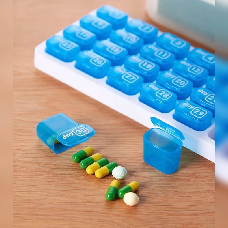 กล่องยามีหลายสีแบบพกพายากล่องโต๊ะ1เดือน31กล่องยาช่องพลาสติกแบบถอดได้ - รูปที่ 7