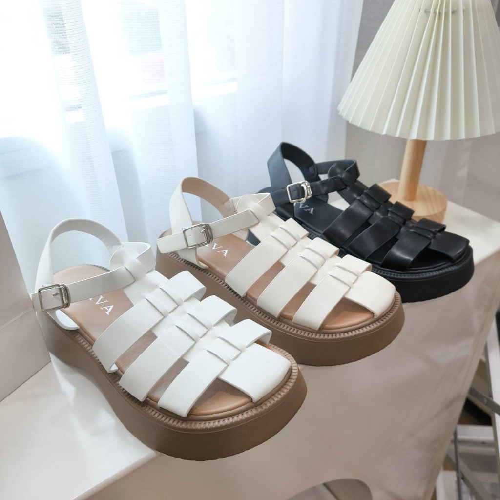 Nice 2 feet u พร้อมส่งใน24ชม ใหม่6638 รองเท้ารัดส้นเกาหลี สูง 5ซม รองเท้าแฟชั่นสำหรับผู้หญิง รองเท้า