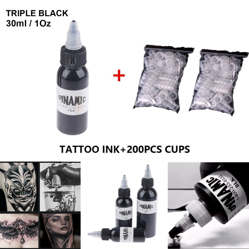DYNAMIC ของแท้ หมึกสัก แบบไดนามิก สีดํา TBK ไดนามิคชุดหมึกสักพร้อมถ้วยสี
