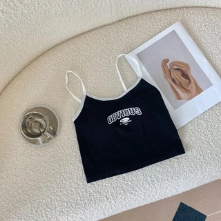 เสื้อสายเดี่ยว เสื้อครอป สายฝอ สาวอวบใส่ได้ เนื้อผ้าฝ้ายพิมพ์ลาย ผ้านิ่ม ยืดได้เยอะ