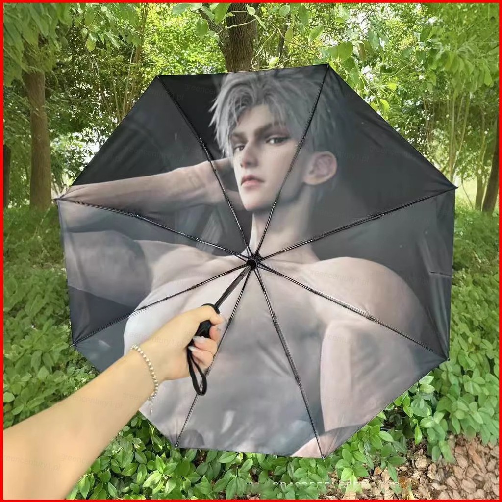 Ys Love และ Deepspace Sylus ร่มอัตโนมัติพับร่มกันฝนกาวสีดําป้องกันแสงแดดป้องกันรังสียูวี