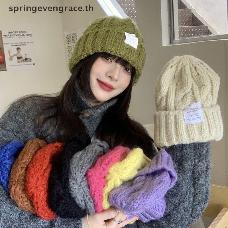 Springevengrace ใหม่ผู้หญิงฤดูหนาวหมวกหมวกสําหรับผู้หญิงถักหมวกแฟชั่นขนสัตว์อบอุ่นคู่หมวก Bonnet ผู้หญิงฤดูหนาว Twist หญิง Bonnet ใหม่