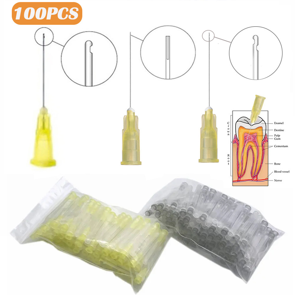 100pcs ทันตกรรม Endo ชลประทานเข็มเคล็ดลับทันตกรรม Root Canal Lateral Rinsing เข็มซักผ้าเข็มเคล็ดลับวัสดุทันตกรรมเครื่องมือทันตกรรม