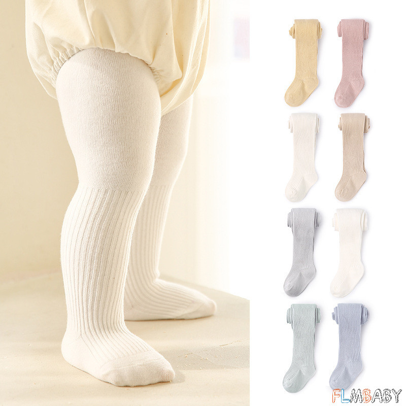 ทารก Pantyhose ฤดูใบไม้ผลิฤดูใบไม้ร่วงสีทึบสาว Pantyhose ผ้าฝ้ายเด็กผู้หญิงกางเกงขายาว 0-24 เดือน