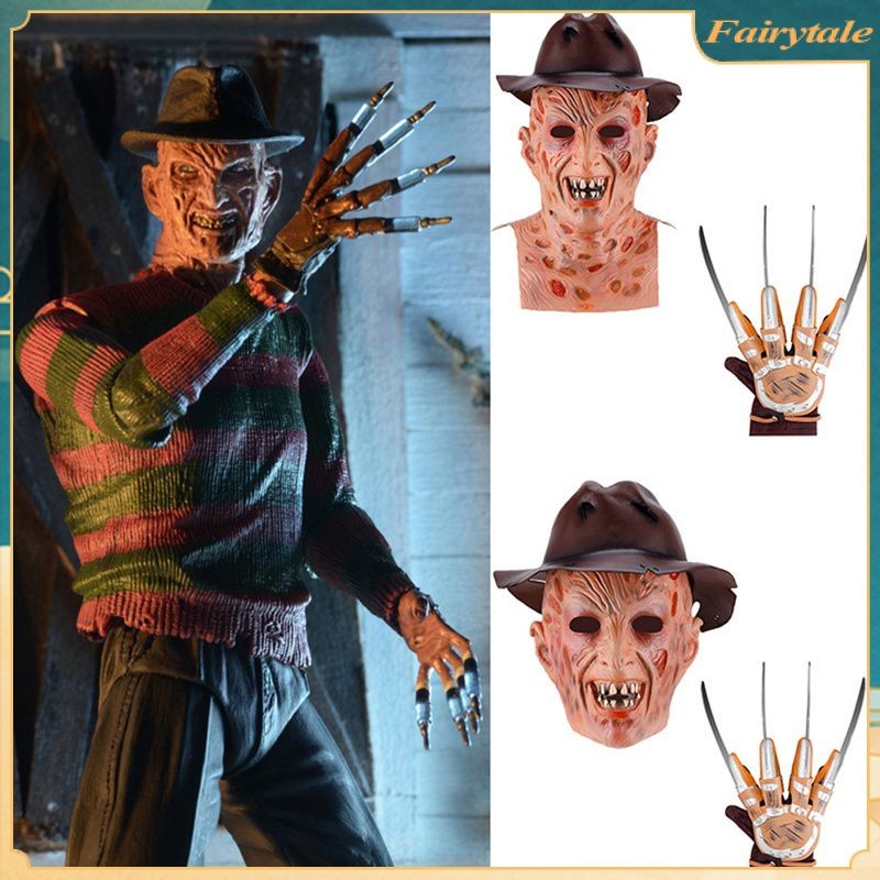 ❀ หน้ากาก Jason ของ Killers ถุงมือ Freddy Krueger หนังสยองขวัญ หมวกยางสยองขวัญ คอสเพลย์สำหรับงานปาร์