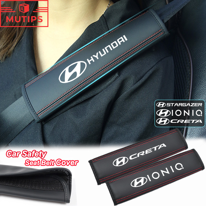 2 ชิ้น/เซ็ต Hyundai รภัยรถยามไหล่ ปลอกหุ้มเข็มขัดนิรภัย เครื่องหนังสายคล้องไหล่ แผ่นรองไหล่ Ioniq 5 6 Creta Stargazer Kona Elantra N H1 Staria