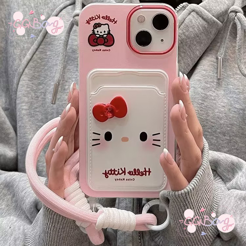สายคล้องกระเป๋าสตางค์ครอบคลุมผู้ถือบัตร เคสไอโฟน 11 15 XR 13 14 12 Pro Max 7 15 8 14 Plus X XS Max เคส