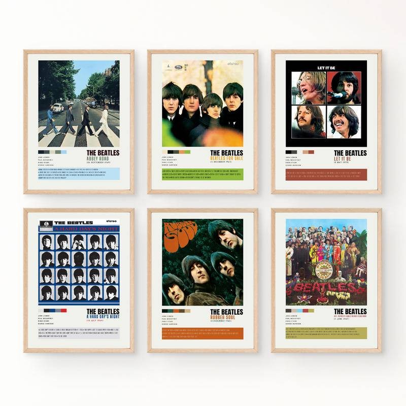 The Beatles อัลบั้ม Cover Wall Art พิมพ์โปสเตอร์ Rock เพลงโปสเตอร์คอลเลกชันของขวัญสําหรับคนรักเพลง