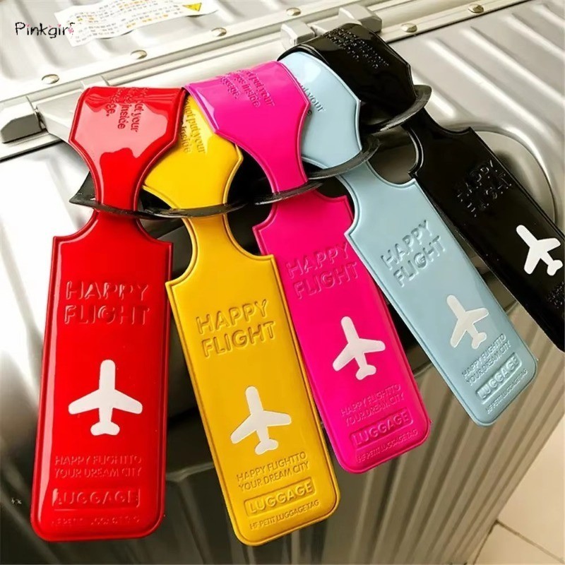 แท็กกระเป๋าเดินทางแบบพกพา Creative PVC Strip Baggage กระเป๋าเดินทาง ID Addres Holder Boarding Label Travel Accessories