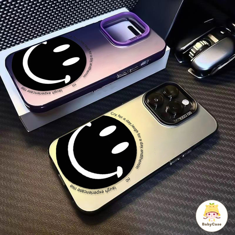 ใบหน้ายิ้มเรียบง่ายนุ่ม เคส IPhone 11 13 15 Pro Max 12 14 Pro Max XR 7Plus 11 Pro Max X XS Max 8 7 15 14 Plus SE 2020