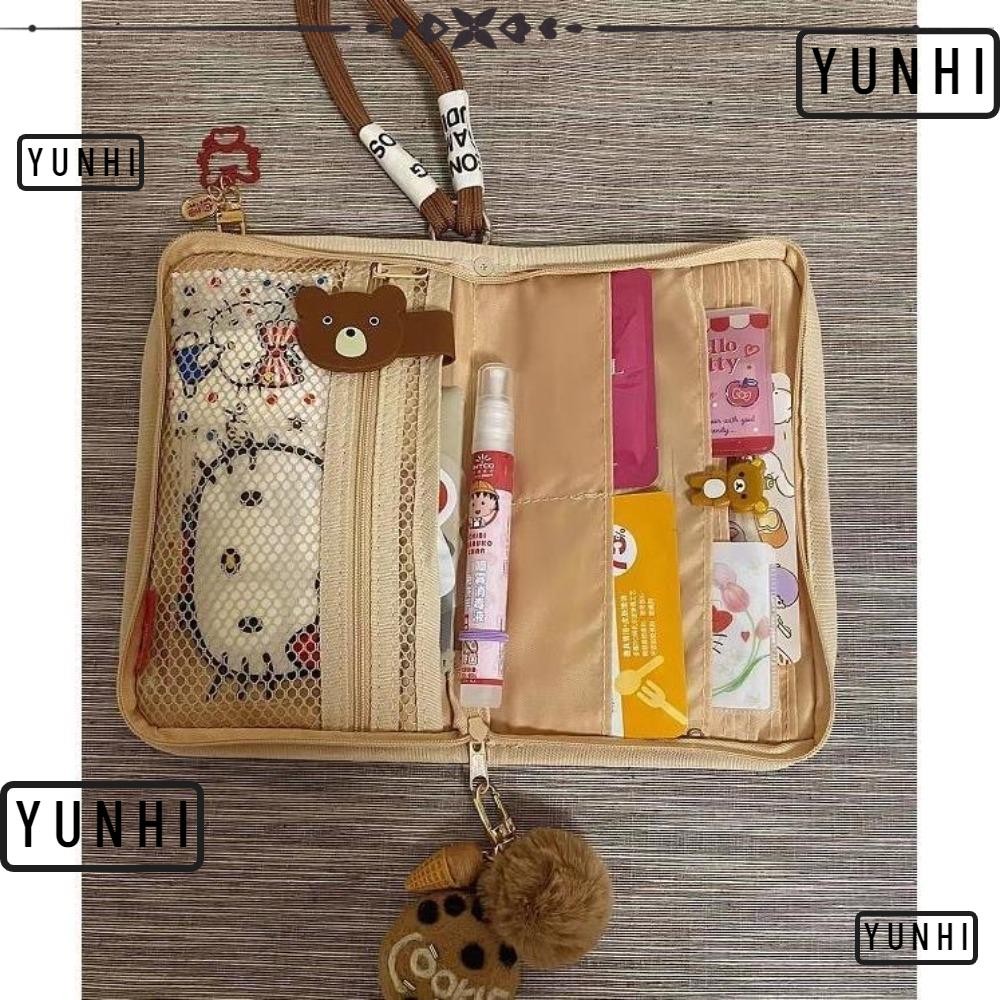 Yunhi กระเป๋าบัญชีมือ, ปกหนังสือเดินทางซิปแบบพกพา, ที่ใส่บัตรคิตตี้, กระเป๋าสตางค์บัตรประจําตัวประชาชน