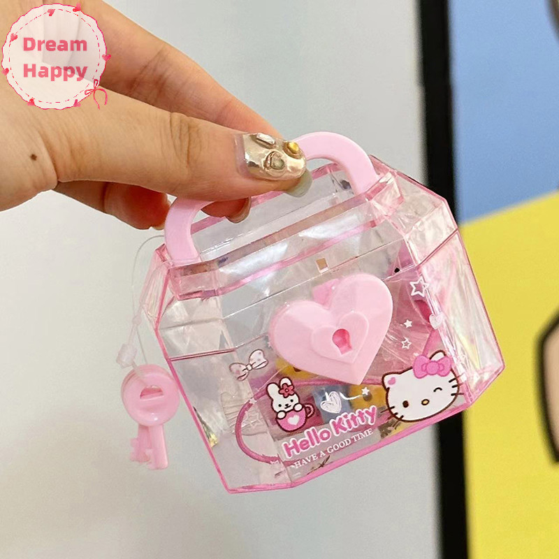 Dreamhappy Kawaii Sanrio Kuromi กล่องเก็บล็อค My Melody Treasure หน้าอกยางลบความสนใจ Diy Mini ยางลบเครื่องเขียนเด็กของขวัญ TH