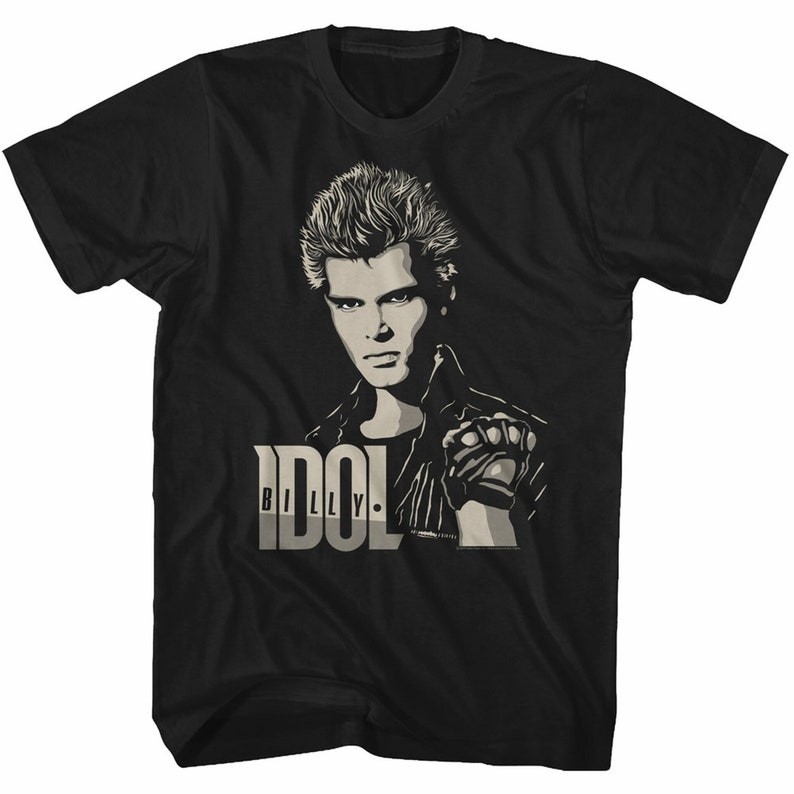 Billy Idol 2 Tone Billy Black Adult T-Shirt ชุดปกติ วินเทจ ใส่สบายๆ