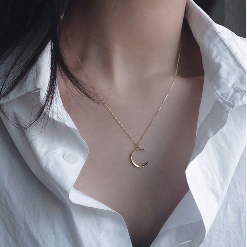 สร้อยคอ จี้รูปดวงจันทร์เสี้ยว สไตล์เกาหลี สำหรับผู้หญิง - รูปที่ 2