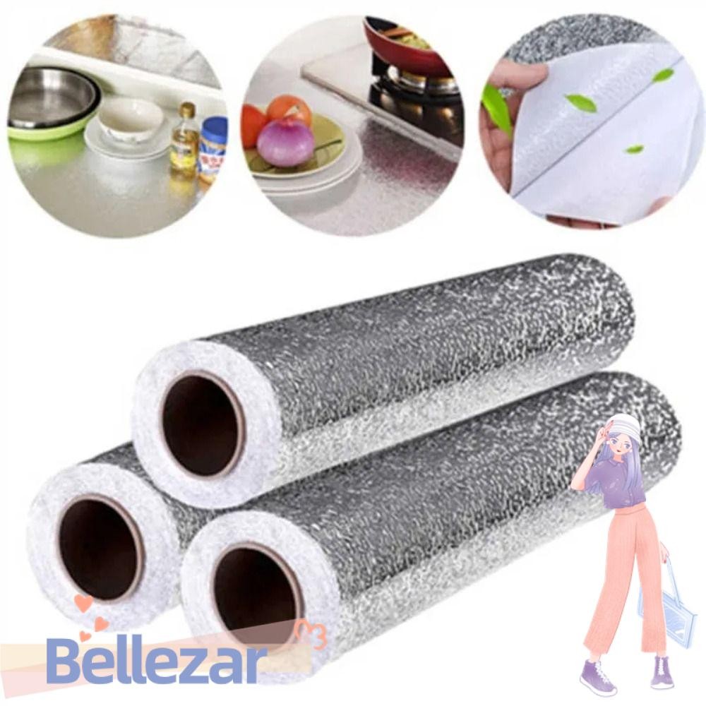 Bellezar วอลเปเปอร์กันน้ํามัน 1 ม้วน,อลูมิเนียมฟอยล์อุณหภูมิสูงสติกเกอร์ห้องครัว,ทนทาน Anti Fouling กันน้ํา 40x100 ซม.40x300 ซม.ตู้กระดาษติดต่อโต๊ะชั้น