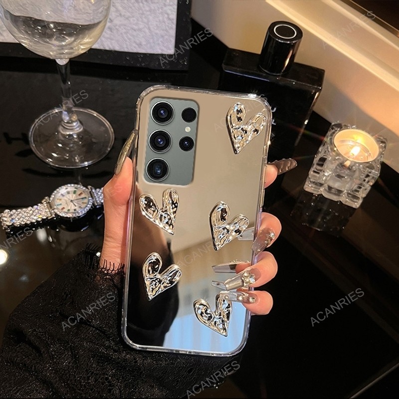 Glitter น่ารัก 3D Love Heart กระจกซิลิโคนสําหรับ Samsung Galaxy S24 Ultra 5G S23 FE S22 Plus S21 + S20 S10 ฝาครอบ S 24 23 22 - รูปที่ 6