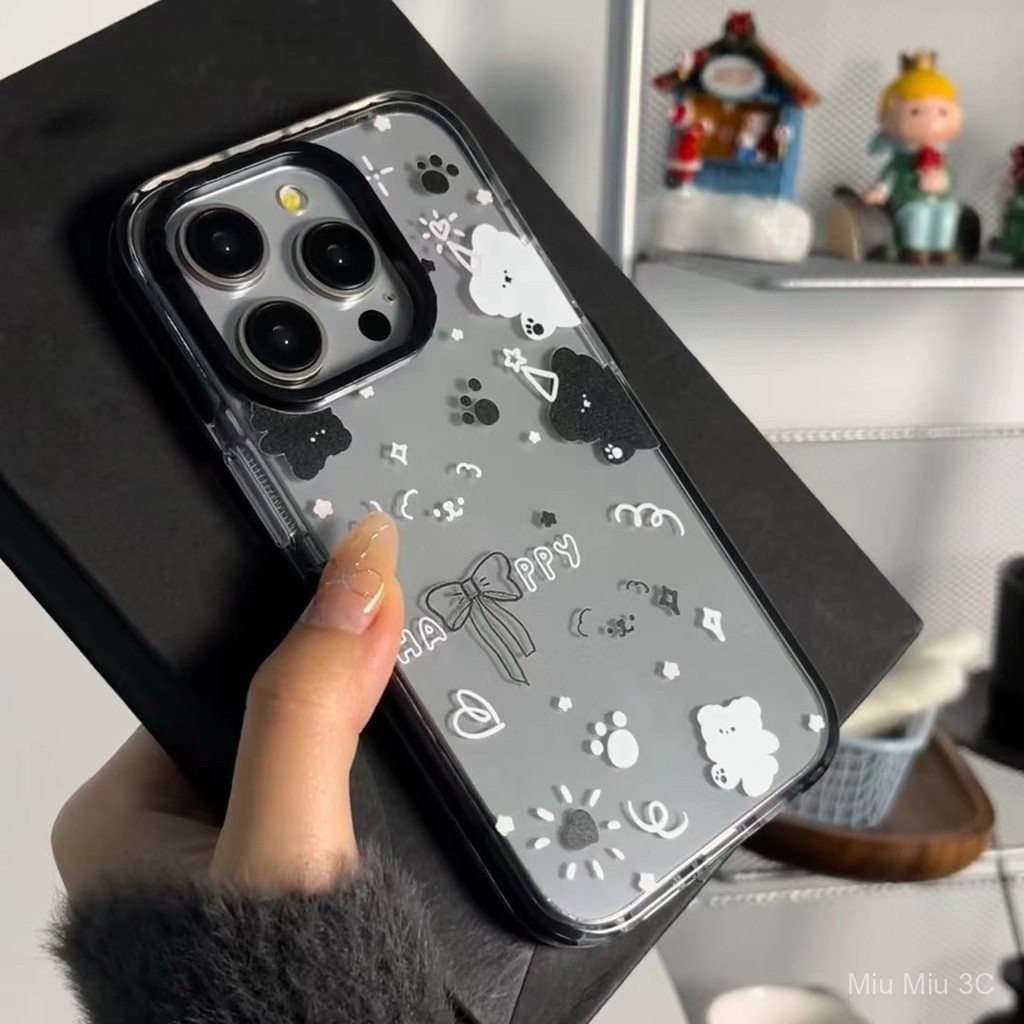 เคสโทรศัพท์มือถือลายรูปหมีคู่ที่มีเอกลักษณ์เฉพาะตัวเข้ากันได้กับ iPhone 15 PRO MAX 14 PLUS 13 Pro กันฝุ่น MAX 8 PLUS เคสซิลิโคนกันหล่น XS MAX 7 plus XR 11 PRO MAX 12 15 PLUS agoc
