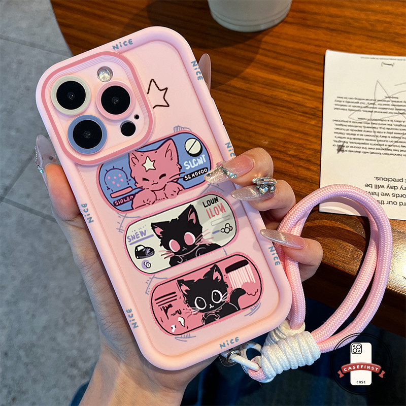 แมวลูกแมวน่ารักเคสสายคล้องสำหรับ Redmi 9A 9C 10A 12C 12 10 13C A1 10C Note 12 11s 13 10s 11 10 Pro POCO X5