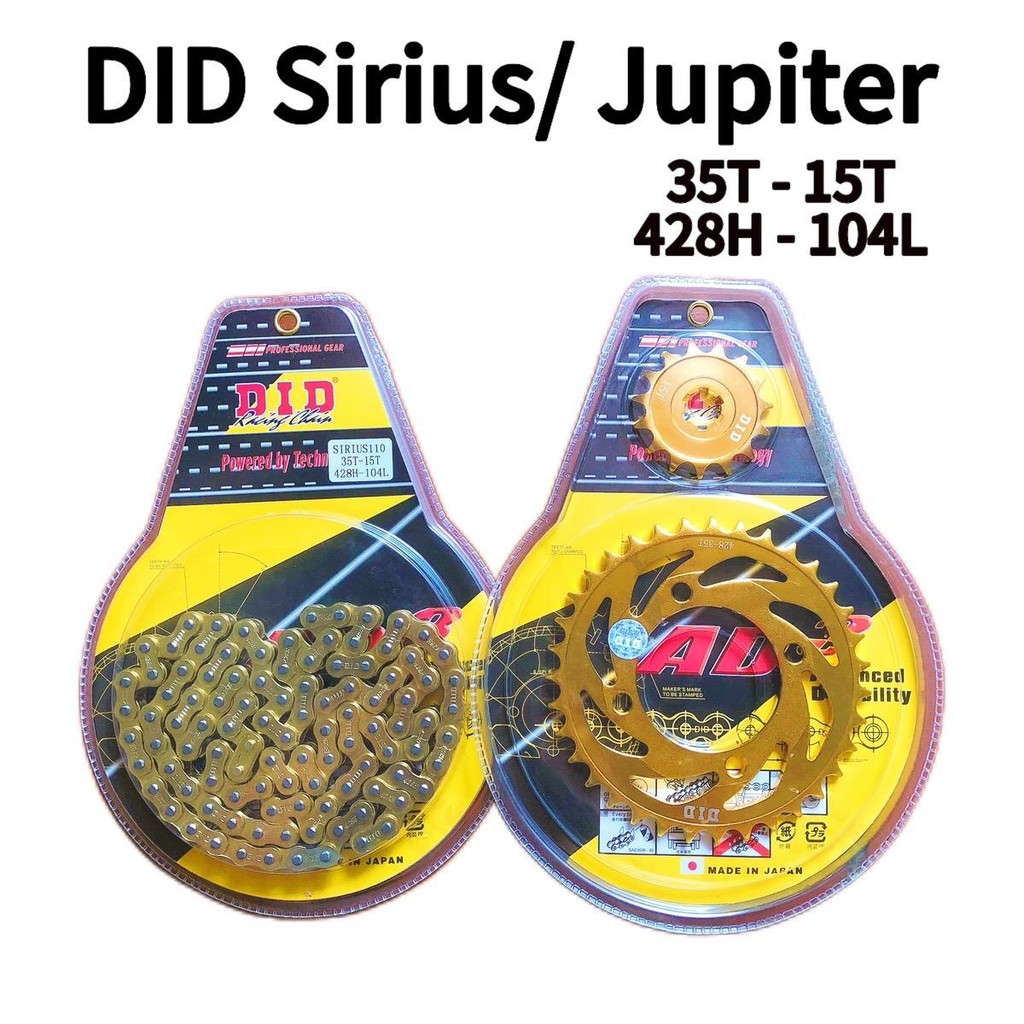 DID Disc Sprocket สําหรับ Sirius 110, Jupiter (35T - 15T 428H - 104L) Zin - เฟืองโซ่ทอง DID ของญี่ปุ