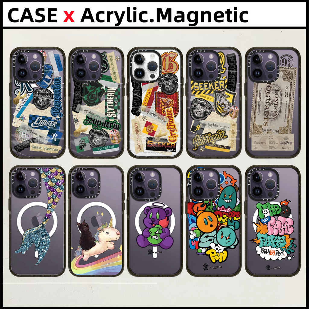 Casetifyharley College ปลอกแม่เหล็กอะคริลิคสําหรับ iPhone 15 16 Pro Max 14 15 16 Plus กรณีนางเงือก S