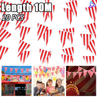 10ม คลาสสิกสีแดงสีขาวลายธงสามเหลี่ยมแบนเนอร์คริสต์มาสปีใหม่ต…