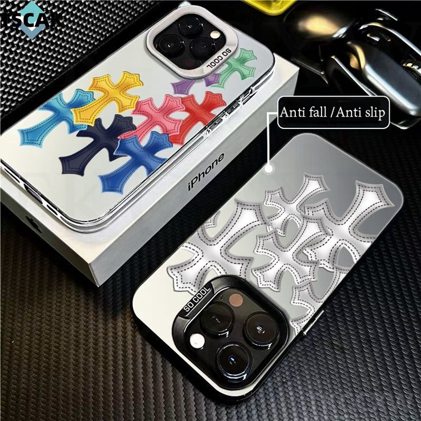 เคสโทรศัพท์ลายสีแบรนด์อินเทรนด์สําหรับ iPhone AIR 17 Pro Max 17 Pro เคสป้องกันสีเงินสีฝ้า