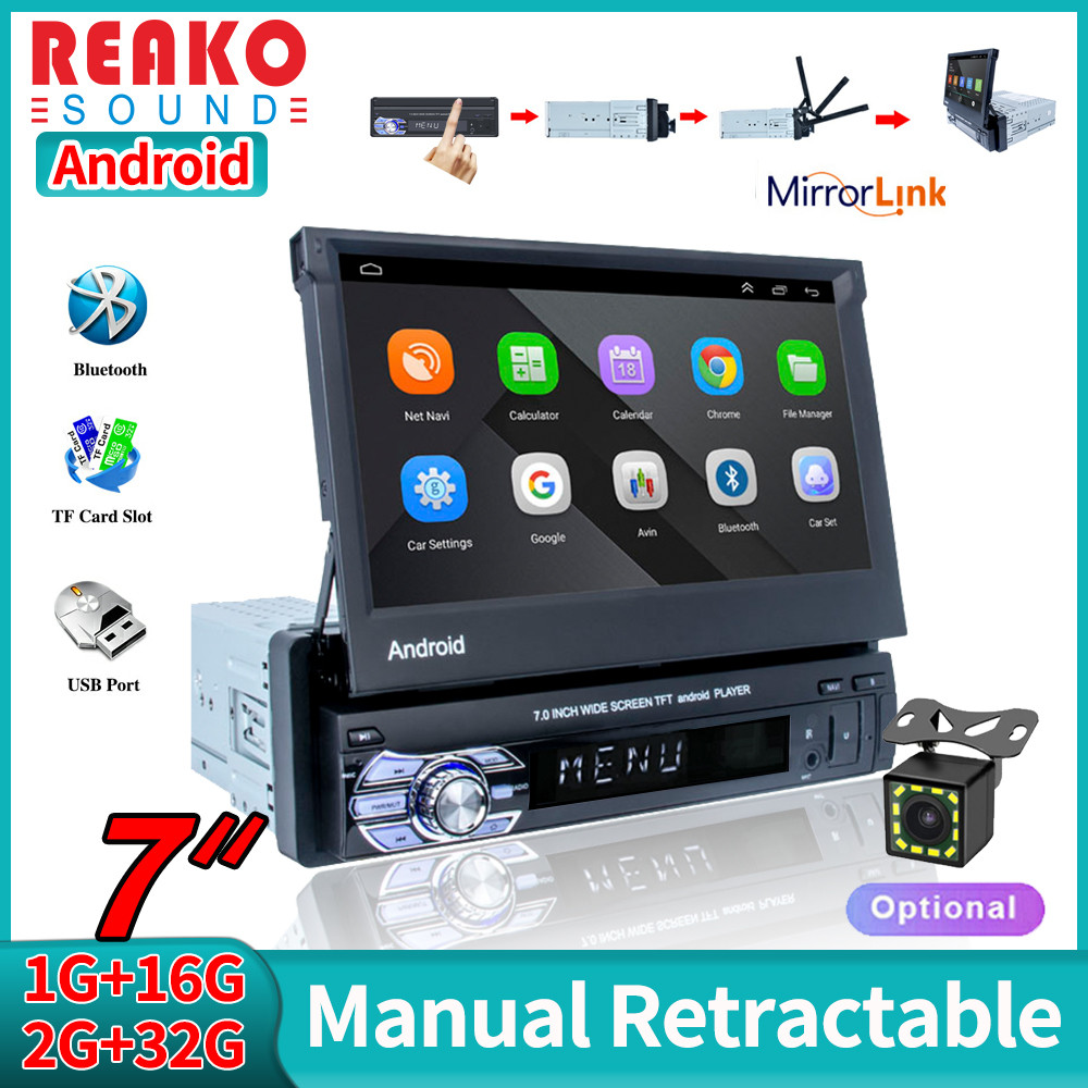 Reakosound Android 11 รถวิทยุ Autoradio 1 Din 7 หน้าจอสัมผัสเครื่องเล่นมัลติมีเดีย GPS Wifi MP5 BT USB FM RDS กล้องมองหลัง