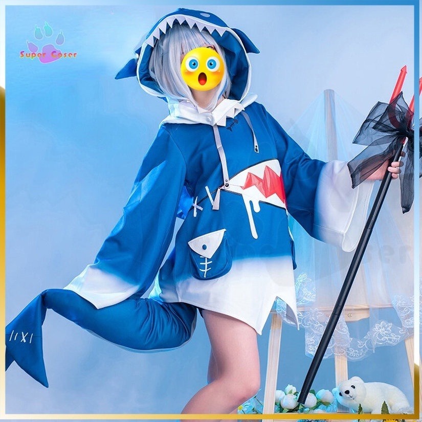 🎀ในสต็อก🎀Hololive Gawr Gura Vtuber ผู้หญิงอะนิเมะคอสเพลย์,คอสเพลย์ฮาโลวีน