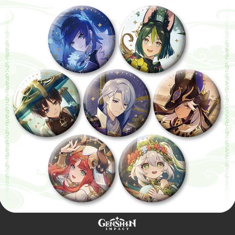 Genshin Impact เกม Furina Neuvillette Wriothesley Xiao Scaramouche Badge ปุ่มเข็มกลัด Pins คอสเพลย์คอลเลกชันของเล่นกระเป๋าตกแต่งของขวัญ