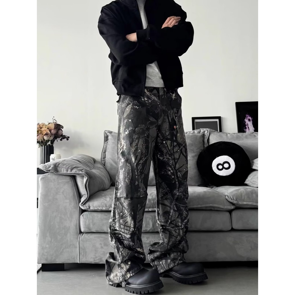 ลายพรางอเนกประสงค์หลวมตรงขากางเกงทํางานสําหรับบุรุษและสตรี - รูปที่ 6