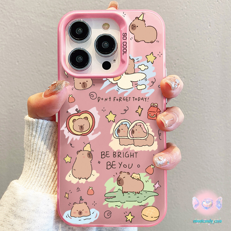 น่ารักCapybara เคสแข็งคุณภาพ สำหรับ IPhone 13 12 7Plus 14 15 11 Pro Max 8Plus X XR XS Max SE เคสไอโฟน11 เคสไอโฟน13