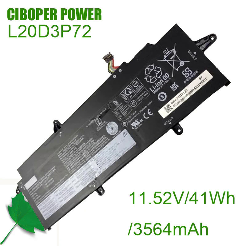 CP Laptop Battery L20D3P72 11.52V/3564mAh/41Wh For SB10W51960, 5B10W51824, 5B10W51859, SB10W51948, 5
