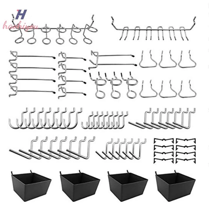 <haohiyou> 81 ชิ้น Pegboard Hooks Assortment พร้อม Pegboard Bins Peg ล็อคเครื่องมือ Organizer
